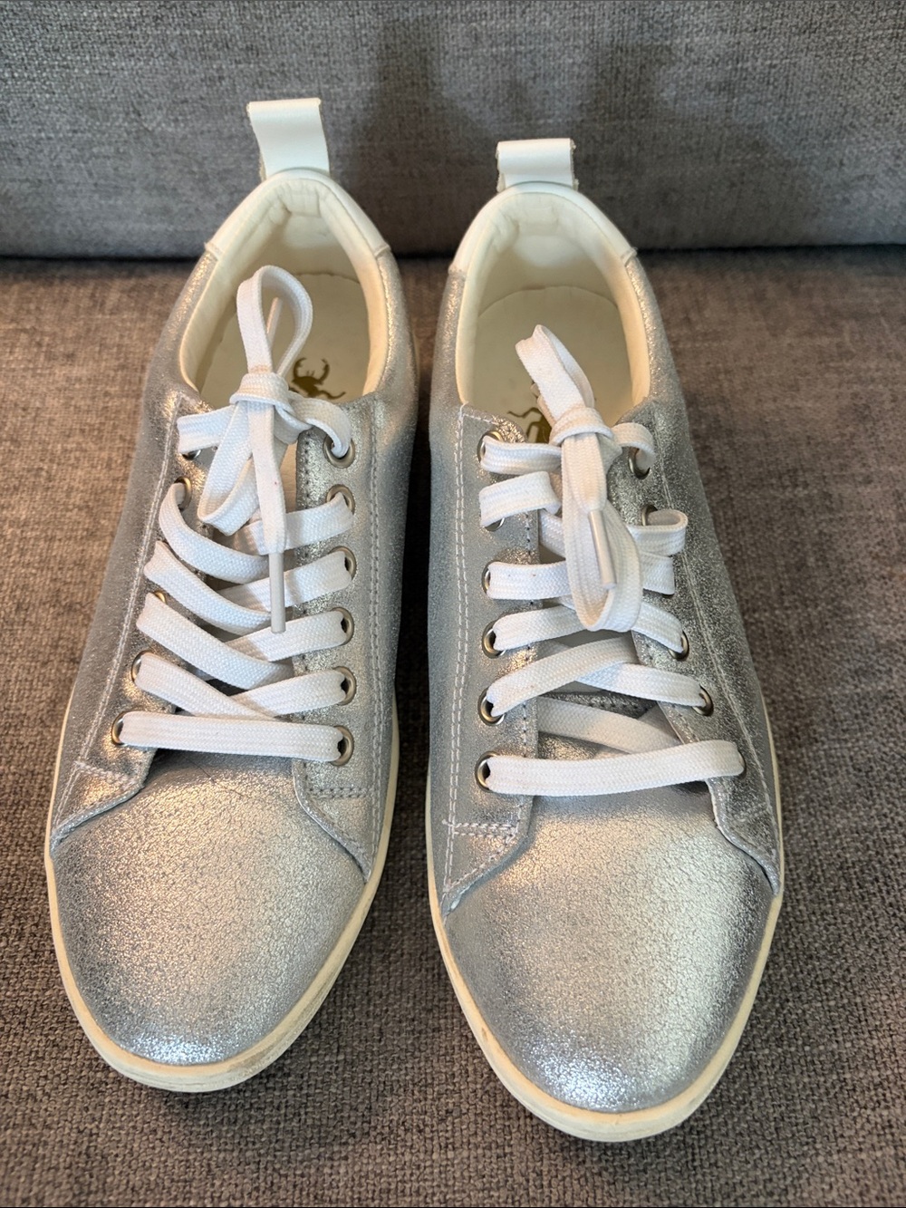Fly London Metallic Silver Low-Top Lace-Up Sneakers